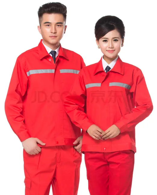 工作服定制 加油站防靜電紅色工作服展示